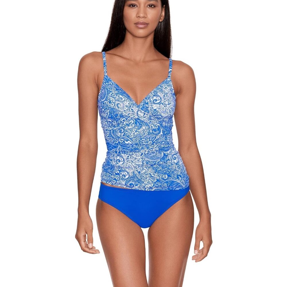 NWT LAUREN Ralph Lauren Women Surplice Camikini Top Royal Blue Sz 6 $130 LLL135
